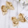 DEEKA 2 PCS 6" Big Hand-made Shiny Glitter Ribbon Hair Bows Alligator Clips Hair Accessories for Little Teen Toddler Girls Kids Set of 2 -Light Gold