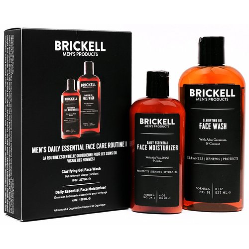 Brickell Men&#39;s Daily Essential Face Care Routine I, Gel Facial Cleanser Wash and Face Moisturizer...