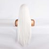 UNIQUEWIG 24" White Long Silky Straight Wigs Synthetic Lace Front Wigs with Middle Part High Temperature Heat Resistant Fiber Natural Hairline Cosplay Wigs Daily Use Wigs