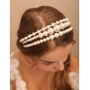 Jumwrit Bridal Pearl Headbands White Faux Pearl Headbands Bridal Hair Hoop Big Pearl Tiara Crown Wedding Hair Accessories for Women Girls(3pcs)