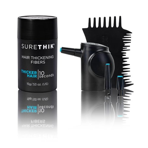 Hair Building Fibers, 15G, with BONUS Pump Applicator, Hairline Comb and 3 Nozzles, Hair and Hairline Filler Kit For Men and Woman (Dark Brown)
