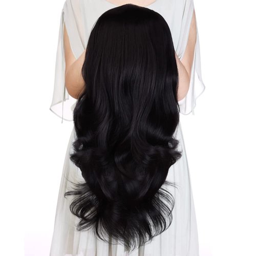 24&quot; Long Wavy Clip in Half Head Tied Wig Premium Japanese Synthetic Kanekalon fibers Hair Extensi...