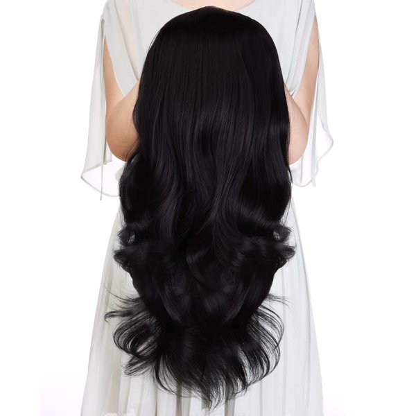 24" Long Wavy Clip in Half Head Tied Wig Premium Japanese Synthetic Kanekalon fibers Hair Extensions For Women 210g 11#