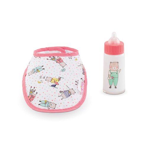Corolle Bib and Magic Milk Bottle Baby Doll Accessories Set - Mon Grand Poupon Feeding Accessories Fit 14" and 17" Baby Dolls