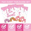 96 Pcs Two Sweet Donut Birthday Party Supplies Girls Donut Themed Tableware Table Decor Baby Girl 2nd Birthday Donut Plates Napkins Dinnerware Party Favor for Girls Birthday Baby Shower 24 Guests