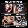 QIUFSSE 4PCS Black Blue White Liquid Lipstick Halloween Fake Blood Makeup Kit for Adults Smudge Proof Lip Gloss Long-lasting Lip Stain Suitable for Halloween Goth Makeup-Set A