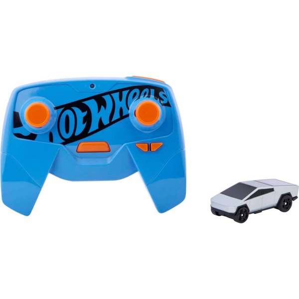 Hot Wheels Toy Car RC, Remote-Control Tesla Cybertruck in 1:64 Scale, On- or Off-Track Play, Includes Controller & Adapter