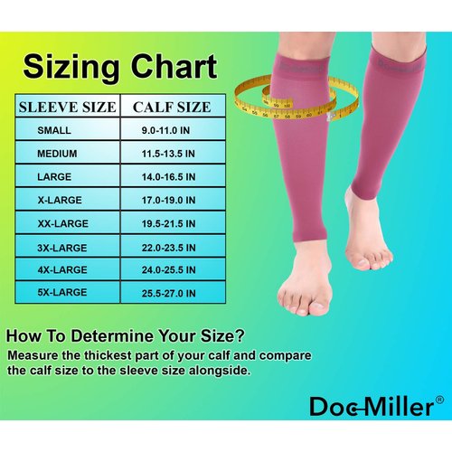Doc Miller Calf Compression Sleeve Men and Women - 15-20mmHg Shin Splint Compression Sleeve Recover Varicose Veins, Torn Calf and Pain Relief - 1 Pair Calf Sleeves Maroon Color - Medium Size