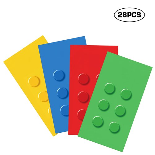 28 PCS Building Block Party Decorations Gift Bags for Building Block Party Supplies Birthday Party Decorations Party Favor Goody Snacks Treat Candy Bags for Kids Adults Birthday Party Decorations