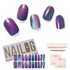 NAILOG Semi Cured Gel Nail Strips 20pcs Long Lasting Nail Polish Strips, Buy 2 Get 1 UV Lamp, Nail Art Wrap Kit with Glossy Gel Finishing│Aurora