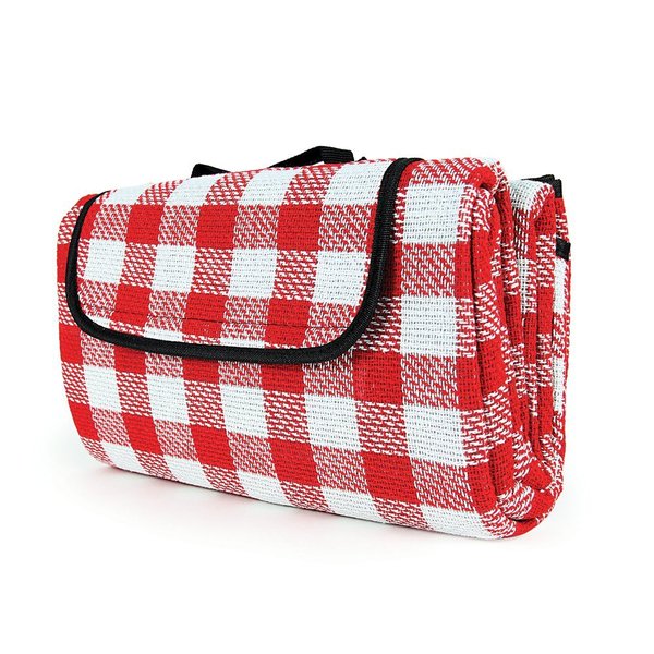 Camco Classic Red & White Checkered Picnic Blanket with Waterproof Backing - Includes Convenient Carry Strap|Comfortable and Durable Material|Measures 51" x 59" - (42803)