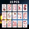 Halloween Face Tattoos Fake Scars Sticker Vampire Costumes Woman Accessories, Scary Temporary Tattoo Zombie Makeup Kit Adult Kids Party Favors Realistic Wounds Make Up Cosplay Decorations Chucky