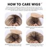 FUHSI Blonde Wigs for Women Ombre Light Blonde Wig with Bangs Layered Middle Length Synthetic Wig Dark Roots Hair for Daily Party