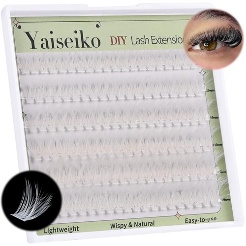 White Lashes Clusters Wispy Eyelash Extension Colored Eyelashes 10-18MM Reusable D Curl 60D Natural Individual Lashes Cosplay DIY Lash Extensions (White,120Pcs)