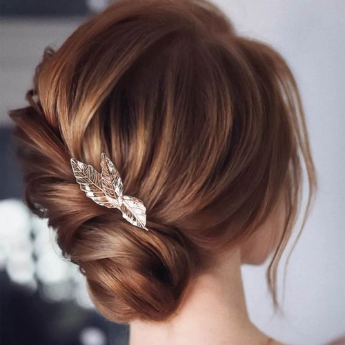 Andelaisi Hair Clip, Gold Leaf Hair Barrettes, Vintage Leaf Hair Clip, French Headwear Decorative Hair Accessories for Women and Girls