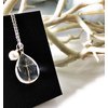 Popular Glass Dandelion Wish Pendant Necklace with Swarovski Crystal Pearl Charm on 18 Inch Sterling Silver Chain, Beautifully Elegant Gift, by Aimee Tresor Jewelry