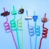 24Pcs Football Party Favors Straws Reuseable Football Design Straws for Kids Teen Boys Girls Birthday Party Supplies Goodie Bag Filler Stuffers
