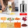Cambom Rotary Cheese Grater Hand Crank Cheese Shredder for Fresh Cheese, Vegetable, Nuts,Non-slip Suction Base, Free Cleaning Brush Three Blades, White