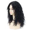 SEVENCOLORS Long Black Curly Wigs for Women Natural Wavy Black Wig with Bangs Costume Cosplay Party Synthetic Hair Wigs