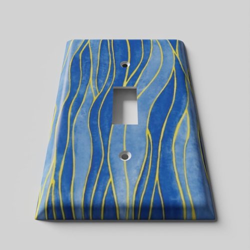SnazzySwitch Blue Wave Decorative Light Switch Cover - Single Toggle Wall Plate
