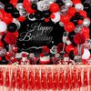 4P Red Foil Fringe Metallic Tassel Streamers Banner Tassel Garland for Parade Floats, Bachelorette, Wedding, Birthday, Halloween, Christmas, Bridal/Baby Shower Party Decorations