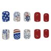 4th of July press on nails Short Square Fake Nails with Fireworks Design Independence Day Patriotic Nails Acrylic False Nails USA America Glue on Nails Short Coffin Fourth of July Nail for Women 24Pcs