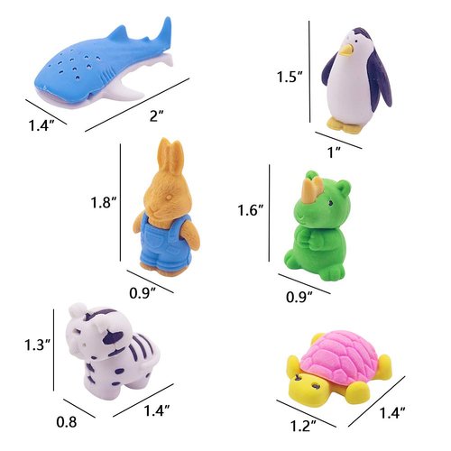 3 otters 50PCS Animal Pencil Erasers, Desk Pets for Kids Classroom, Cute Erasers Back to School Supplies for Kids, Party Favors