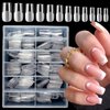 LoveOurHOme 240pc Clear Medium Gel X Nail Tips Full Cover Square Fake Nails Artificial False Fingernails Manicure Design Decor for Gel x Nails/Acrylic Nails Extension