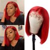 Wiggins Hair Red Bob Wig Human Hair Straight Lace Front Wigs Human Hair Red Bob Wig Human Hair 13x1 T Part Middle Part Straight Red Wigs For Black Women Glueless Wigs Human Hair Pre-Plucked 12 Inch