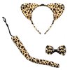 CBLUO 5 Pcs Halloween Leopard Cat Ears Headband Bow Tie Tail Temporary Face Stickers Tattoos Cat Hair Hoops Bands Women Bowtie Headpiece Hairband Cosplay Dress Up Masquerade Birthday Party Supplies