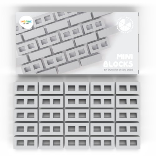 Inspire My Play 25 x Mini Silicone Building Blocks for Sensory Play and Messy Play - Construction Sensory Bin Filler - Creativity for Kids Sensory Bin