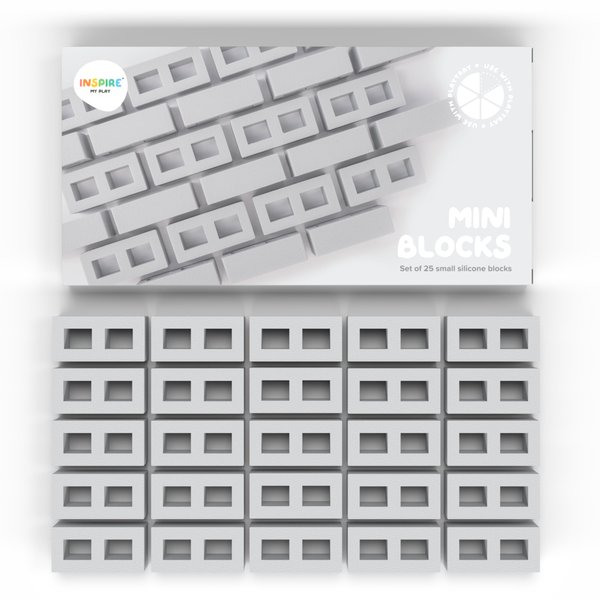 Inspire My Play 25 x Mini Silicone Building Blocks for Sensory Play and Messy Play - Construction Sensory Bin Filler - Creativity for Kids Sensory Bin