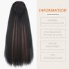 WIGNEE 20 Inches Kinky Straight Ponytail Extension Synthetic Drawstring Ponytail For Black Women Yaki Pony Tails Hair Extensions (20 Inches, 1B/30 Highlights)