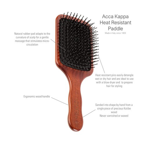 Acca Kappa Pneumatic Kotibé Wood Paddle Brush with Pom Pins