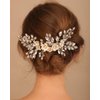 Rumtock White Flower Hair Comb for Wedding Brides Women Hair Piece Jewelry Handmade Boho Hair Accessories (Silver)