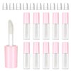 10Pcs Empty Lip Gloss Tubes 1.2ml Pink Round Lipgloss Tubes Clear Mini Refillable Lip Balm Bottles Big Brush Lip Gloss Tube Cosmetic Containers Bottles for Lipstick Samples Lip Balms Travel Split