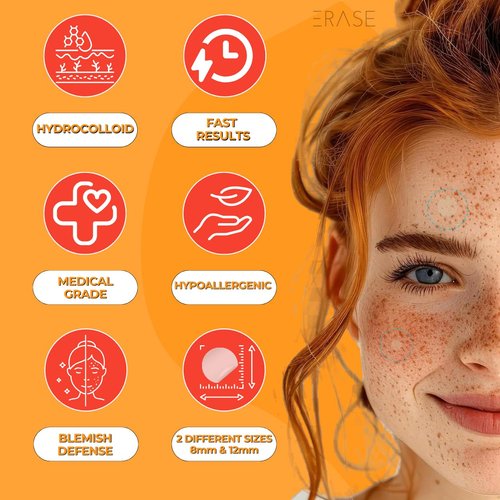 ERase Acne Patches - Proactive Acne Treatment For Face | Hydrocolloid Patch | Acne Patch | Pimple Patches Acne Treatment For Face | Pimple Patches for face | Parches Para Acne