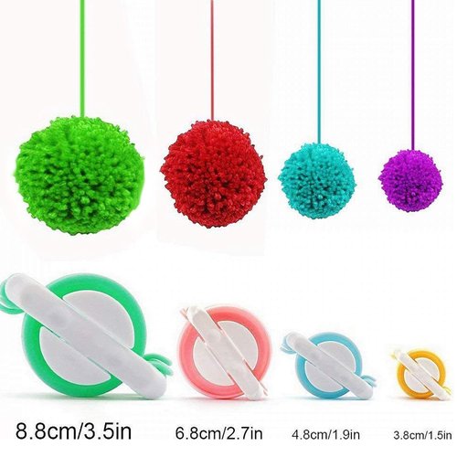 EFLY Pompom Maker, 4 Pcs Different Sizes Pom-pom Maker Fluff Ball Weaver Needle Craft DIY Wool Knitting Craft Tool Set for Kids and Adult