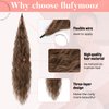 FLUFYMOOZ Ponytail Extension, Flexible Wrap Around Ponytail Extension Long Wavy Curly Ponytail Hair Extensions Natural pony tail Synthetic Hairpiece for Women 32 Inch (Brown with Auburn)