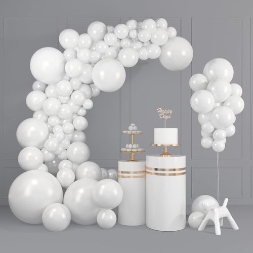 LovesTown 100PCS White Balloons, Different Size Balloon Garland Arch Kit Latex White Party Balloons for Birthday Wedding Decoration