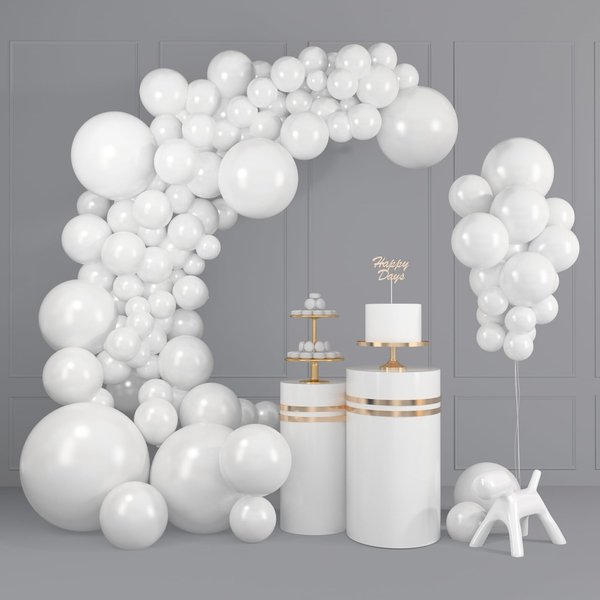 LovesTown 100PCS White Balloons, Different Size Balloon Garland Arch Kit Latex White Party Balloons for Birthday Wedding Decoration