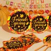 96 Pieces Friendsgiving Tableware Set Party Supplies - Fall Thanksgiving Pattern Disposable Dinnerware with Paper Plates, Napkins, Forks for Autumn Harvest, and Friendsgiving Dinner BBQ Picnic Favors