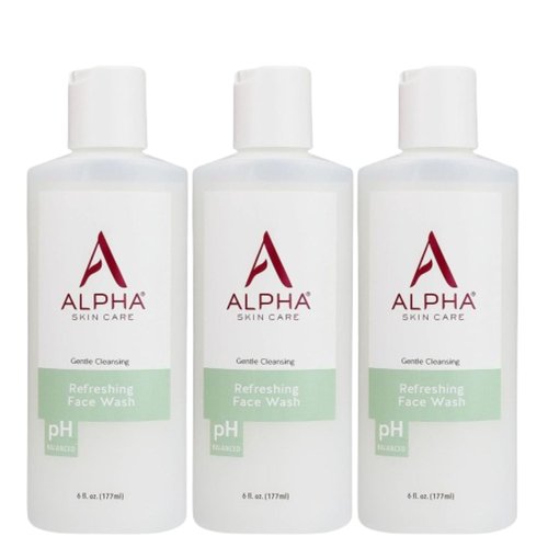 Alpha Skin Care Refreshing Face Wash | Anti-Aging Formula | Citric Hydroxy Acid (AHA) | Gently Cleanses, Purifies, Tones & Restores Ideal PH | For All Skin Types | 6 Fl Oz (3 Pack)