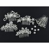 Cinaci 36 Pack Sparkly Silver Rhinestone Pearl Flower Butterfly Bridal Hair Side Combs+U-shaped & Twist Crystal Hair Pins Clips Wedding Headpieces Prom Accessories for Women Girls Brides Bridesmaids