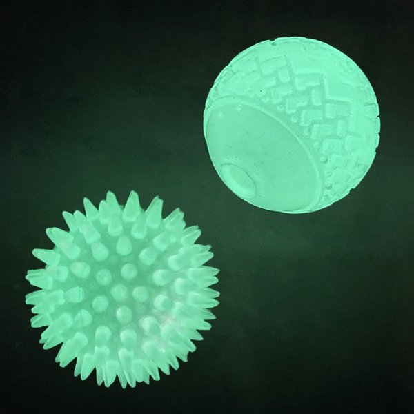 Feixun Dog Glow Ball, Dog Dark Glow Ball, Glow Dog Toy Ball, 2 Pack (B)