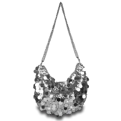 Octwine Women Shinny Evening Bag Bucket Purse Handbag Sequin Shoulder Bags Crossbody Bag Party Prom Crossbody Bag (Silver)