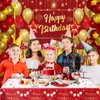 Red and Gold Birthday Decorations for Women Men, 72 Pcs Red Happy Birthday Banner Backdrop For Boys Girls Red Balloons Arch Kit Tablecloth Birthday Confetti Bday Party Supplies Indoors & Outdoors