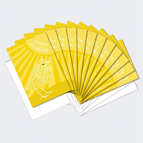 Tree-Free Greetings - All Occasion Cards - Artful Designs - 12 Greeting Cards + White Envelopes - Made in USA - 100% Recycled Paper - 4 x 6 - Sunshine Season (FS54317)