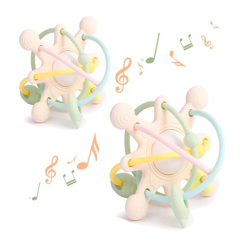 Baby Sensory Teething Toys,Manhattan Rattle Baby Toys 0-6 Months,Infants Montessori Toys,Silicone Sensory Teething Pacifiers for Baby,Infant Newborn Toys 0 3 6 Baby Teether Toy 6 9 12 Months