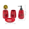 Bathroom accesory Set, Ceramic, 4pc,Toothbrush Holder soap Dispenser soap Dish Tumble Cup for Bathroom Decor and Gift (Navy) (RED)